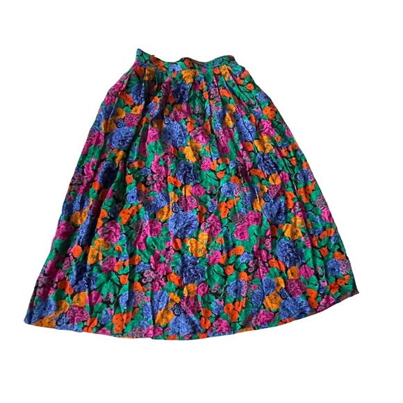 JH Collectibles Midi Skirt Floral Bright Colorful Pockets Dopamine VTG 80s 10 - Picture 1 of 9